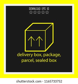delivery box, package, parcel, sealed box vector icon