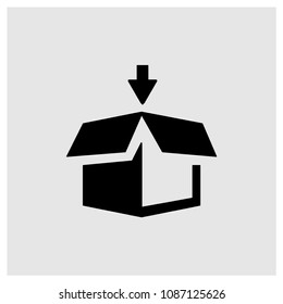 Delivery box package sign icon in trendy flat style isolated on grey background, modern symbol vector illustration for web