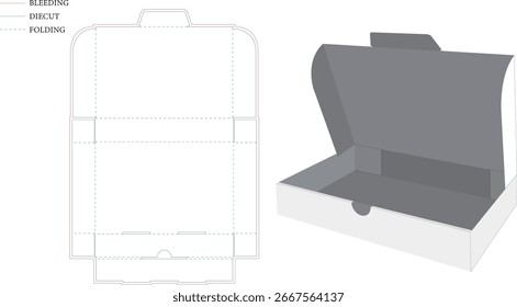 Diseño de embalaje de caja de entrega Plantilla troquelada con maqueta de cartón 