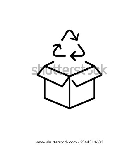 Delivery box and recycling arrows. Recycled packaging, eco-friendly shipment. Pixel perfect vector icon