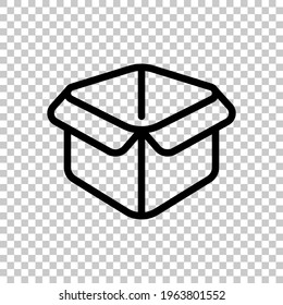 Caja de entrega, icono del paquete de cartón simple. Símbolo lineal modificable negro sobre fondo transparente