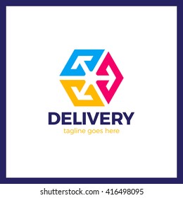 Delivery Box Three Arrow Logo. Colorful style