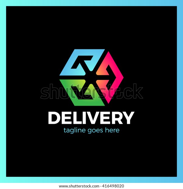 Delivery Box Three\
Arrow Logo. Gradient 3\
color