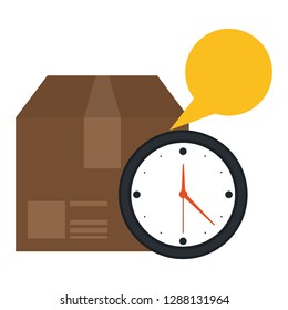 Delivery box and timer with blank bubble speech