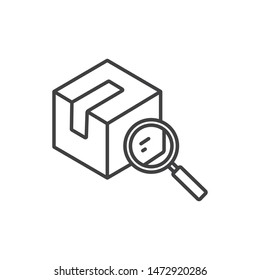 Delivery box tracking number search, cargo shipping, logistics line icon. 