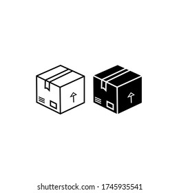 Delivery box, tracking order icon. Parcel, package on isolated background. Eps 10 vector.