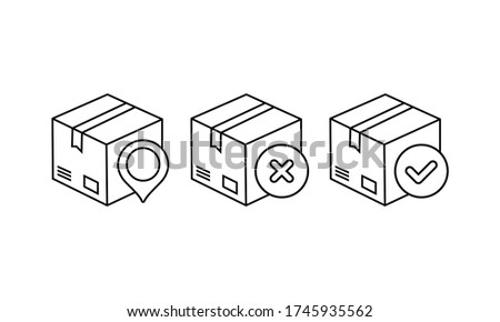 Delivery box, tracking order icon. Parcel, package location on isolated background. Eps 10 vector.