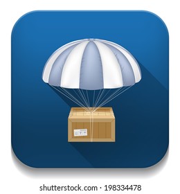delivery box & umbrella icon With long shadow over app button