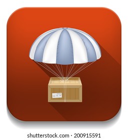 delivery box & umbrella icon With long shadow over app button