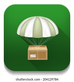 delivery box & umbrella icon With long shadow over app button