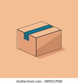 Delivery Box Vector Illustration. Delivery and Shipping Concept Flat Illustration. Carton Box Template.