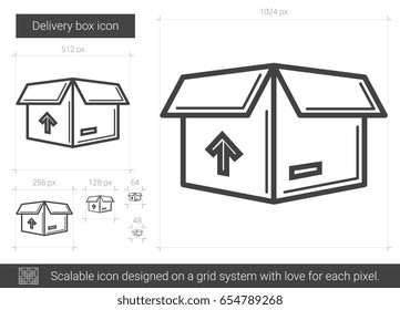 Delivery box vector line icon isolated on white background. Delivery box line icon for infographic, website or app. Scalable icon designed on a grid system.
