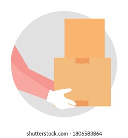 Delivery boxes to customers. Courier delivery vector illustration