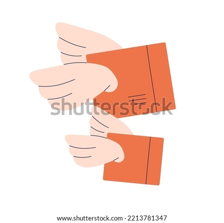 Delivery boxes flying. Parcels with wings delivering post, air mail. Fast express postal service concept. Funny packages, goods shipment. Flat vector illustration isolated on white background