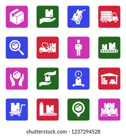 Delivery Boxes Icons. White Flat Design In Square. Vector Illustration. 