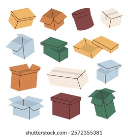 Delivery boxes. Present gift boxes. Vector illustration.