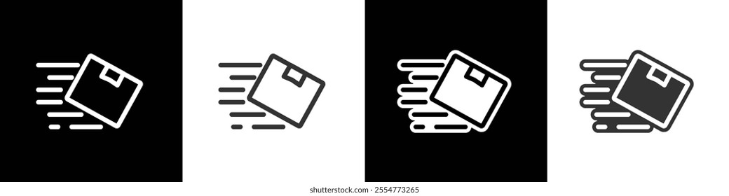 Delivery boxes symbol, Icons about delivery boxes and package. Delivery boxes and package, Flat and thin line icon. Symbol collection in black, white and transparent background. Eps10.