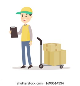 Delivery Boy and Box Vector