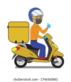 Delivery Boy Cartoon Vector Illustration.