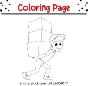 delivery boy coloring page for kids