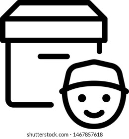Delivery boy face with a cargo delivery box layout