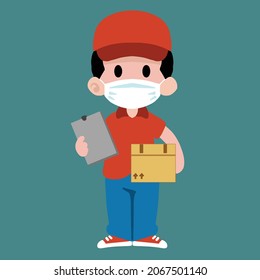Delivery boy flat design vector.clip art