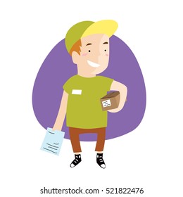 Delivery boy holding a box