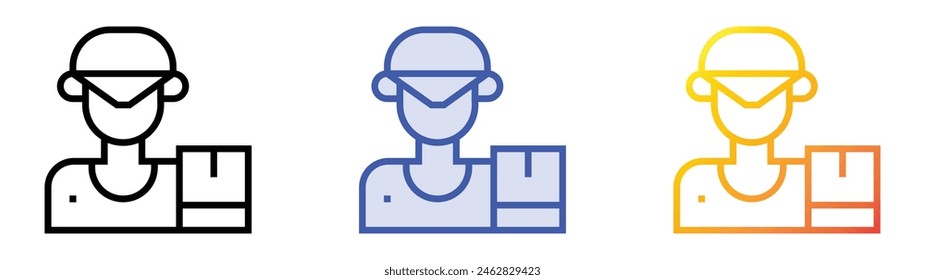 delivery boy icon. Linear, Blue Fill and Gradient Style Design Isolated On White Background