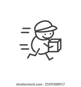 Delivery boy icon Logo symbol outline set