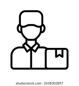 Icono de línea de Delivery Boy, Vector, píxel perfecto, archivo ilustrador 