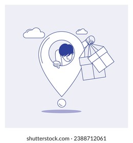 
Delivery Boy at location Vector illustration, flat graphic vector illustration of isolated.