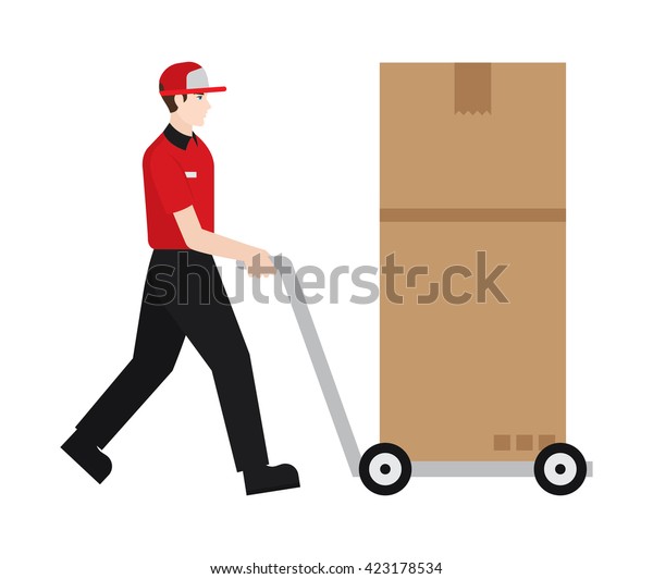 Delivery Boy Man Vector Illustration Delivery Stock Vector (Royalty ...