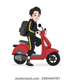 Un repartidor en la Ilustración vectorial de scooter