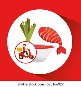 delivery boy ride motorcycle vector illustration eps 10