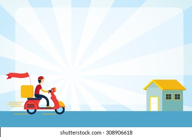 Delivery Boy Ride Scooter Motorcycle Service to Home, Order, Worldwide Shipping, Fast and Free Transport