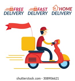 Delivery Boy Ride Scooter Motorcycle Service, Order, Worldwide Shipping, Fast and Free Transport