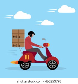 Delivery Boy Ride Scooter Motorcycle Service, Order, Worldwide Shipping, Fast and Free Transport