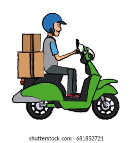 delivery boy ride scooter motorcycle service order shipping