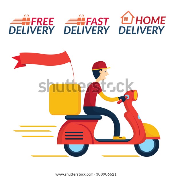 Delivery Boy Ride Scooter\
Motorcycle Service, Order, Worldwide Shipping, Fast and Free\
Transport