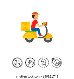 Delivery Boy Riding Motor Bike Icon