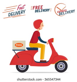 Delivery boy riding scooter