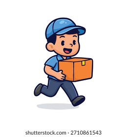 Entrega Boy Running con paquete de dibujos animados