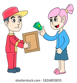 delivery boy sending to customer. cartoon illustration sticker