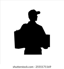 Delivery boy silhouette vector illustration design on white background.