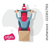 Delivery boy top view vector illustration