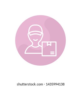 Delivery Boy Vector Illustration, outline sign.