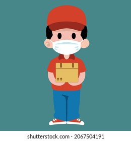 Ilustración vectorial del chico de entrega, imagen de clip