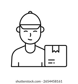 Icono de estilo de ilustración de contorno de Vector de Delivery Boy. Archivo EPS 10