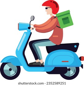 Delivery boy, young guy riding a motorcycle with a safety helmet.