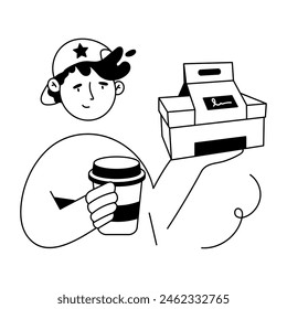 Delivery Boys Hand Drawn Mini Illustrations